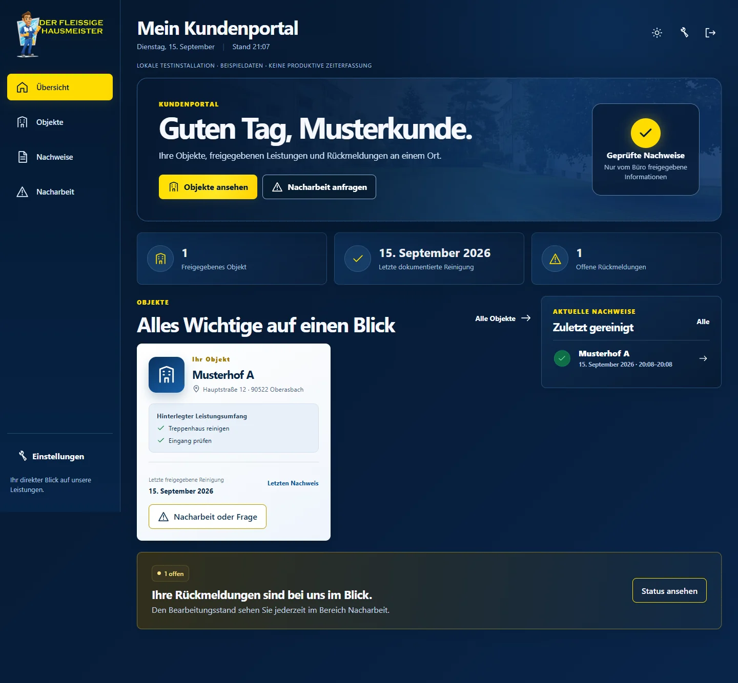 Kundenportal des fleißigen Hausmeisters